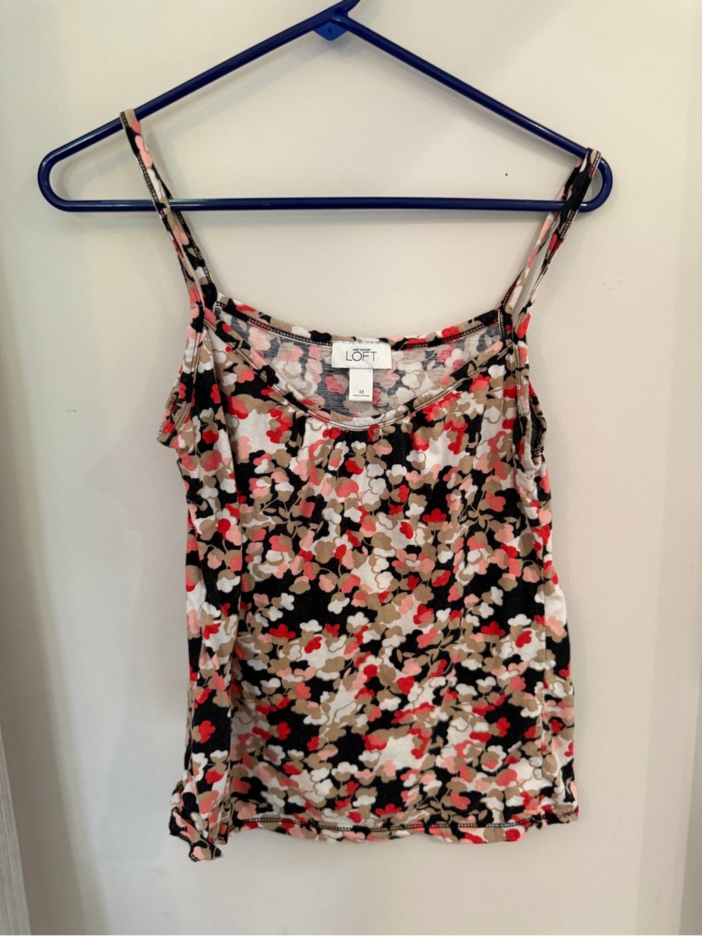 LOFT Floral Spaghetti Strap Camisole in Black, Pink and Cream